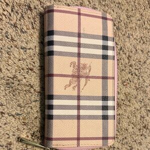 Burberry Beige and Black Plaid Wallet